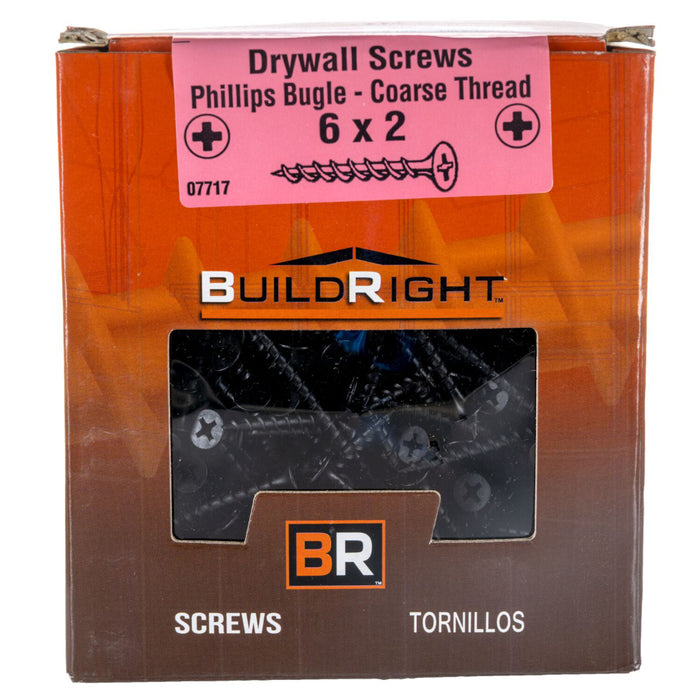 #6 x 2" Black Phosphate Steel Coarse Thread Phillips Bugle Head Drywall Screws DWSCR-110