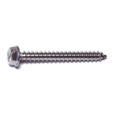 #8 x 1-1/2" 18-8 Stainless Steel Slotted Hex Washer Head Sheet Metal Screws