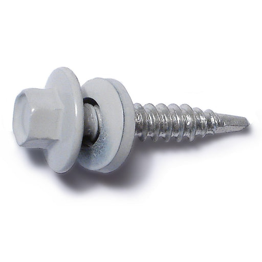 #10-14 x 1" White Painted Steel Hex Washer Head Pole Barn Self-Drilling Screws