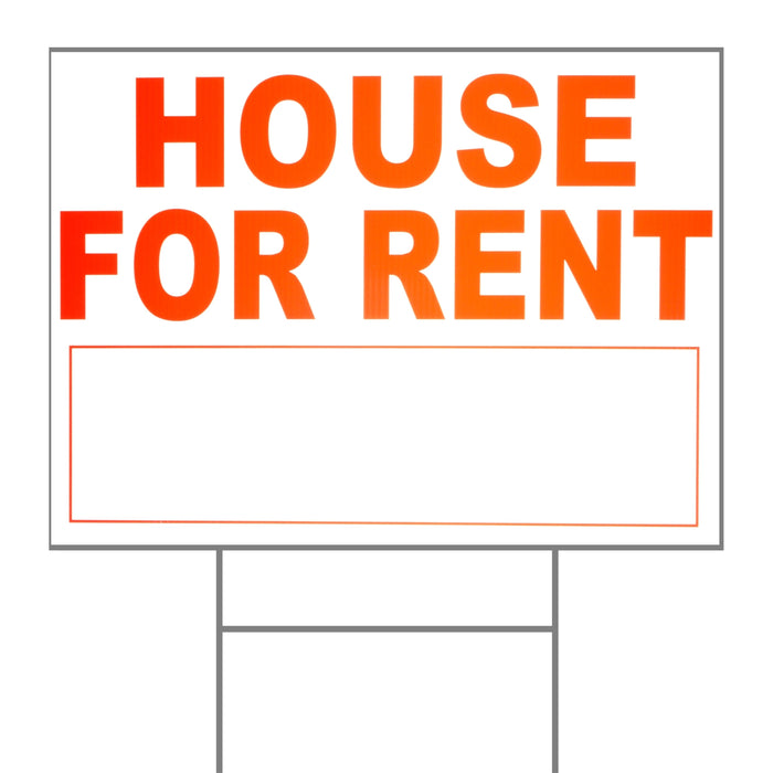 18" x 24" Plastic "House for Rent" Signs with H Stakes