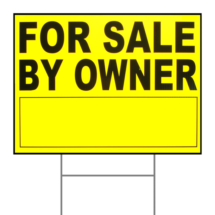 18" x 24" Plastic "For Sale by Owner" Signs with H Stakes