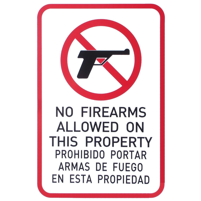 8" x 12" Styrene Plastic "No Firearms" Signs