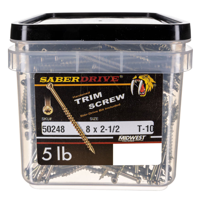 8 x 2-1/2" Star Drive Yellow Zinc SaberDrive® Trim Screws