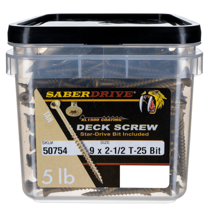 9 x 2-1/2" Star Drive Tan XL1500 SaberDrive® Exterior Deck Screws
