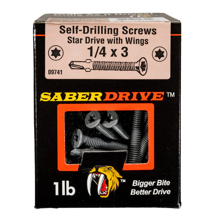 1/4 x 3" Gray Long Life Saberdrive Floorboard Self Drilling Screws w/ Wings 29 pcs.