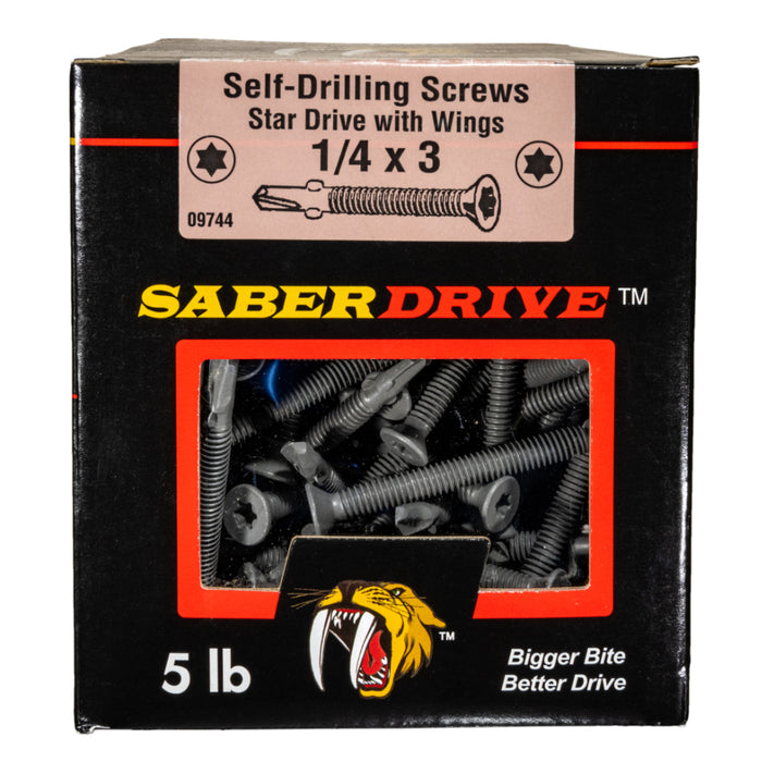 1/4 x 3" Gray Long Life Saberdrive Floorboard Self Drilling Screws w/ Wings