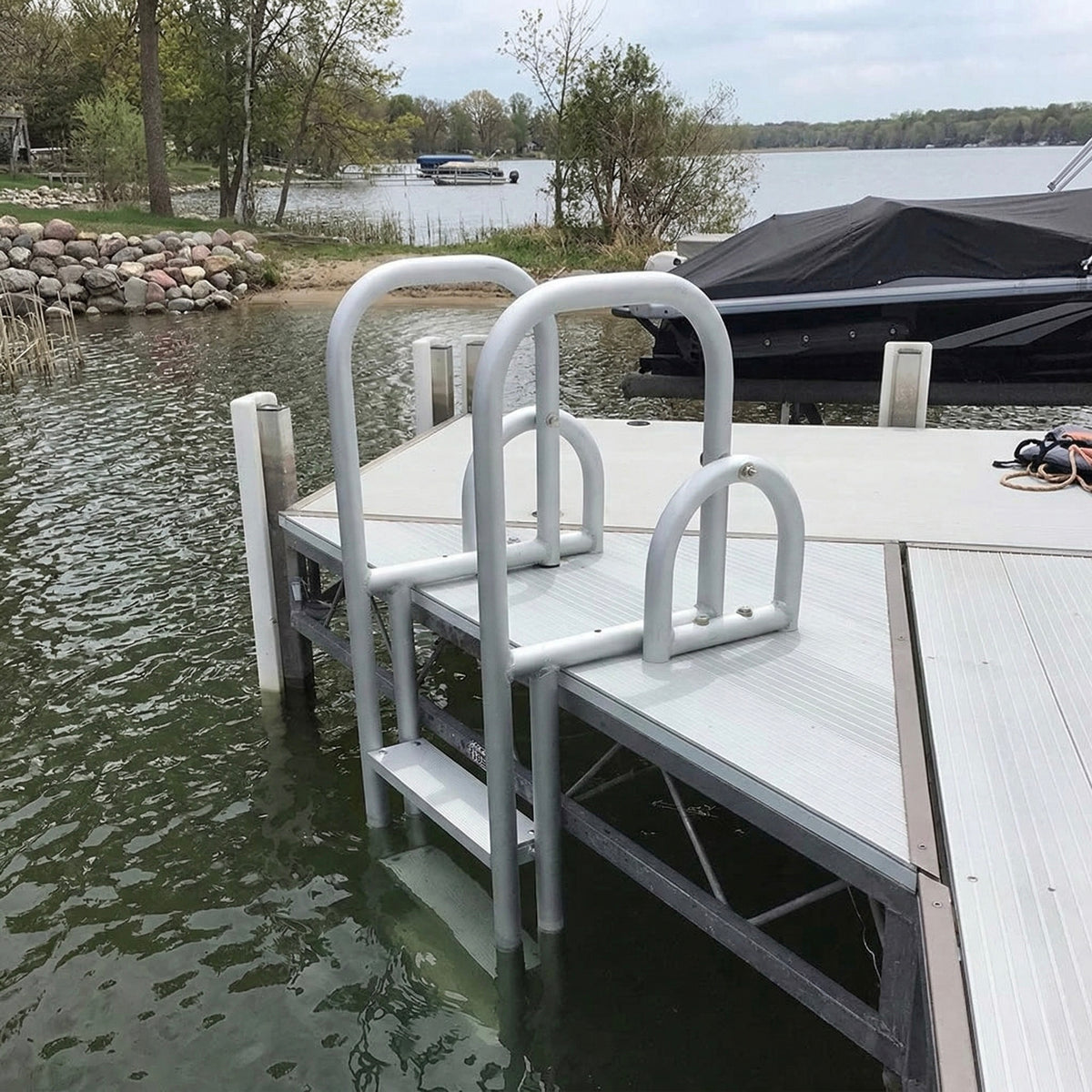 Heavy-Duty 5-Step Flip-Up Dock Ladder – Marine Grade Anodized Aluminum – 300lb Capacity