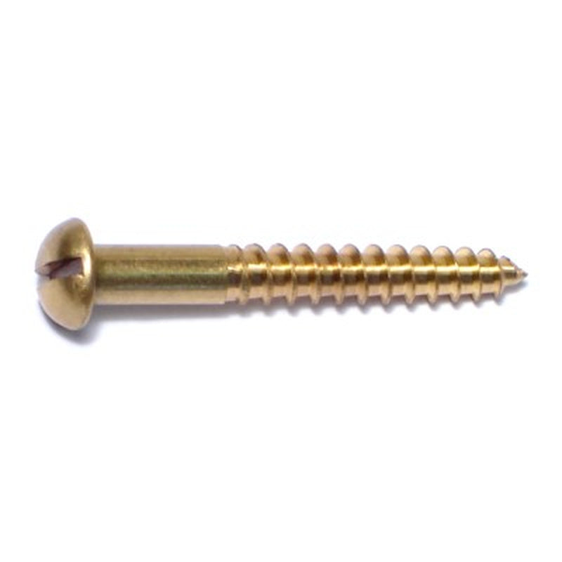 #10 x 1-1/2" Brass Slotted Round Head Wood Screws