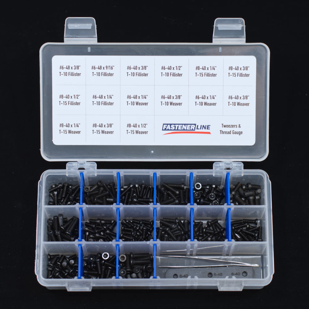 Torx Gun Screws Assortment with Tweezers & Thread Gauge