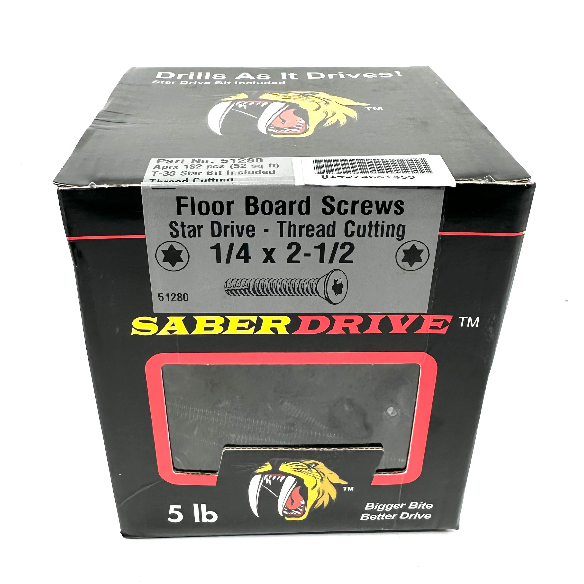 SaberDrive™ Black Phosphate T-30 Star Drive Flat Head Trailer Thread-cutting Floorboard Screws