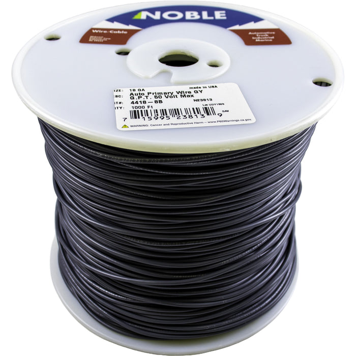 Noble™ 18 Gauge Primary Automotive Wire - GPT Stranded Copper, 18 AWG Auto Electrical Cable – Made in USA