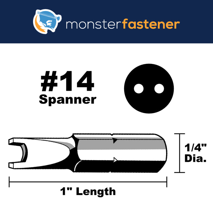 1/4" x 1" #14 Security Spanner Insert Bits (3 pcs.)