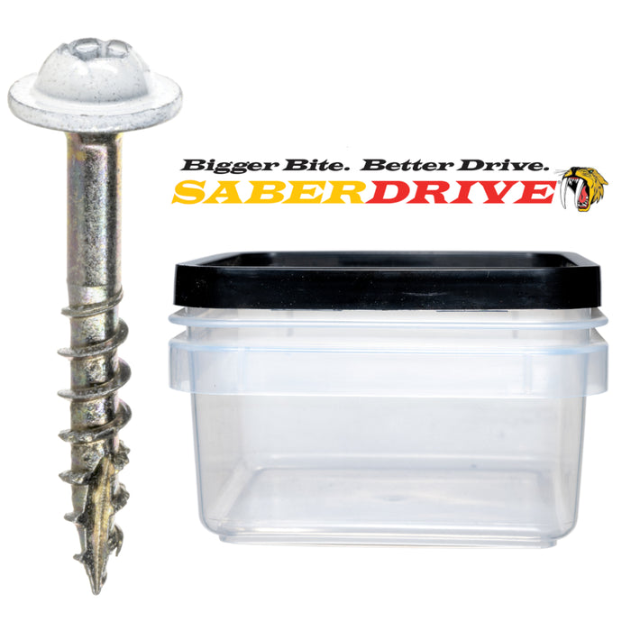 SaberDrive® White T-20 Star Drive Round Washer Head Cabinet Screws