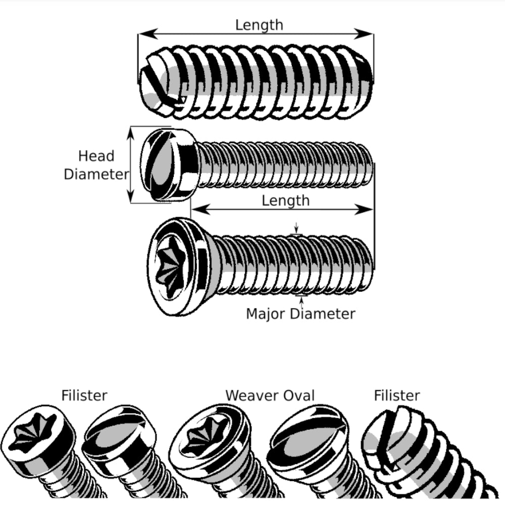 #6-48 x 5/16" Black Oxide Slotted Fillister Head Gun Screws (10 pcs.)