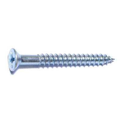 #7 x 1-1/2" Zinc Plated Steel Phillips Flat Head Wood Screws