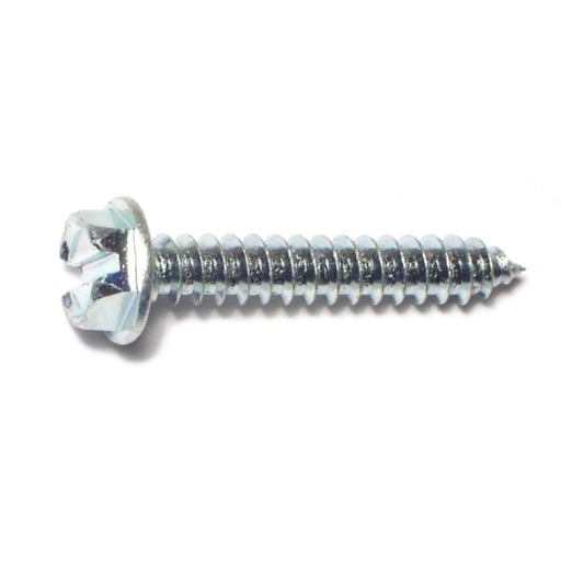 #8 x 1" Zinc Plated Steel Slotted Hex Washer Head Sheet Metal Screws