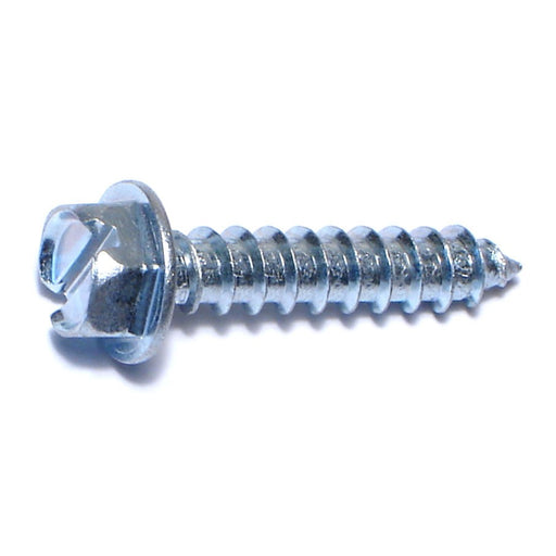 #14 x 1-1/4" Zinc Plated Steel Slotted Hex Washer Head Sheet Metal Screws