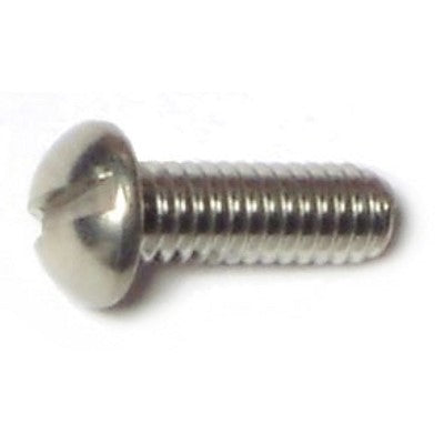 #8-32 x 1/2" 18-8 Stainless Steel Coarse Thread Slotted Round Head Machine Screws