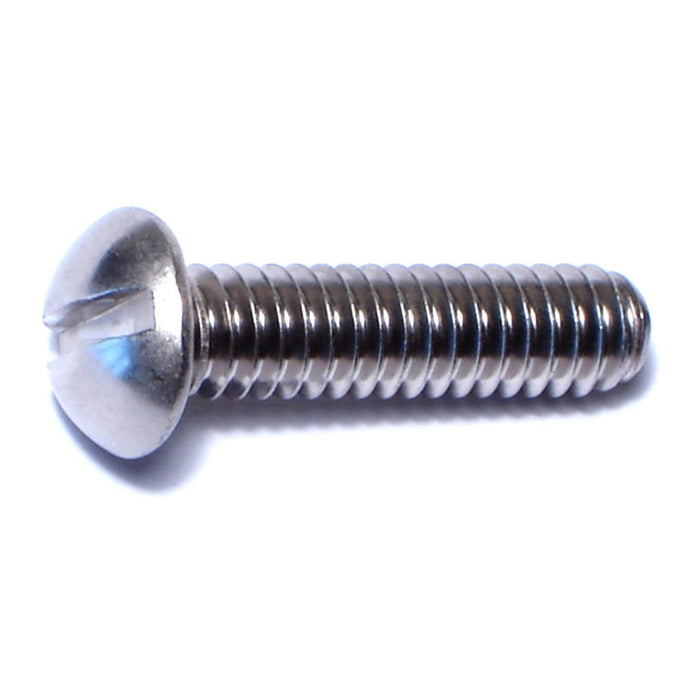 1/4"-20 x 1" 18-8 Stainless Steel Coarse Thread Slotted Round Head Machine Screws