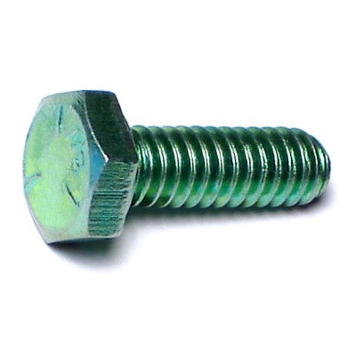 1/4"-20 x 3/4" Green Rinsed Zinc Plated Grade 5 Steel Coarse Thread Hex Cap Screws