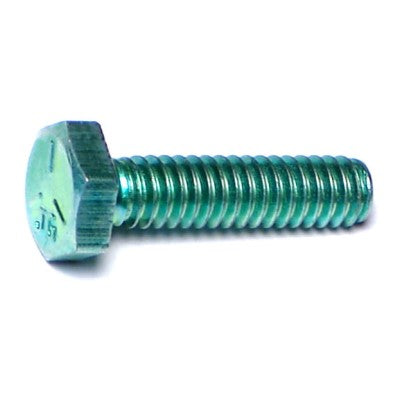 1/4"-20 x 1" Green Rinsed Zinc Plated Grade 5 Steel Coarse Thread Hex Cap Screws
