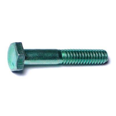 1/4"-20 x 1-1/2" Green Rinsed Zinc Plated Grade 5 Steel Coarse Thread Hex Cap Screws