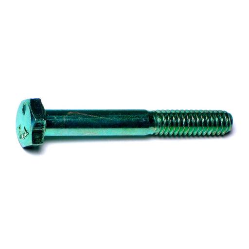 1/4"-20 x 2" Green Rinsed Zinc Plated Grade 5 Steel Coarse Thread Hex Cap Screws