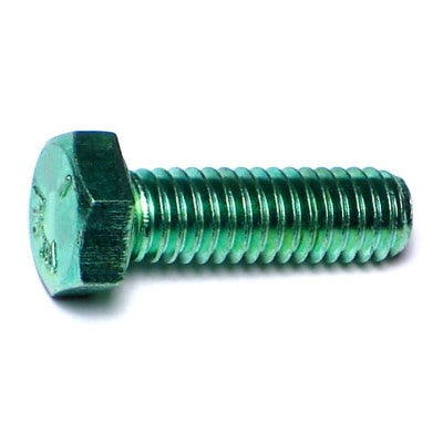 5/16"-18 x 1" Green Rinsed Zinc Plated Grade 5 Steel Coarse Thread Hex Cap Screws