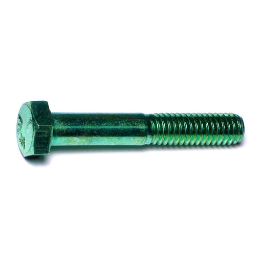 5/16"-18 x 2" Green Rinsed Zinc Plated Grade 5 Steel Coarse Thread Hex Cap Screws