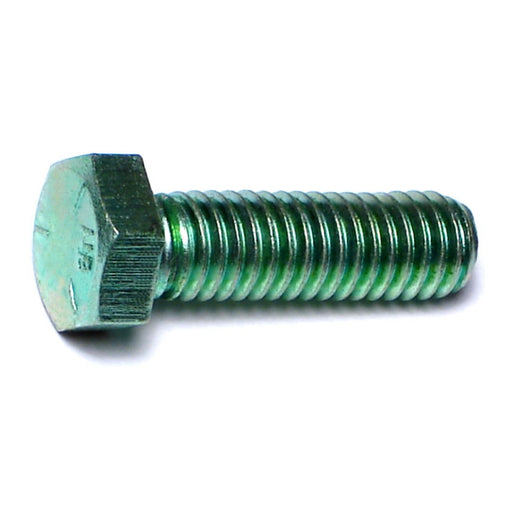 3/8"-16 x 1-1/4" Green Rinsed Zinc Plated Grade 5 Steel Coarse Thread Hex Cap Screws