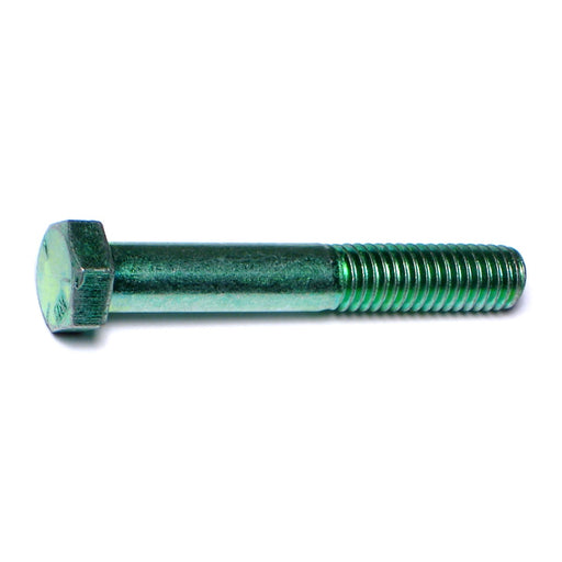 3/8"-16 x 2-1/2" Green Rinsed Zinc Plated Grade 5 Steel Coarse Thread Hex Cap Screws