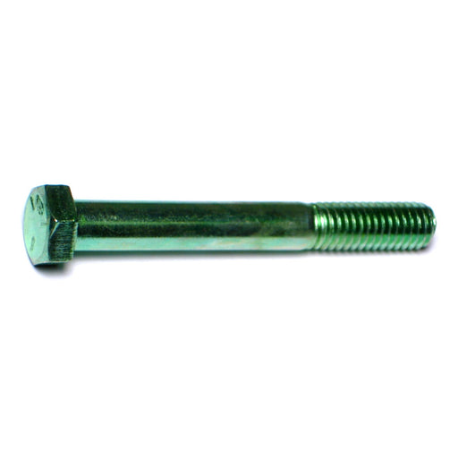 3/8"-16 x 3" Green Rinsed Zinc Plated Grade 5 Steel Coarse Thread Hex Cap Screws