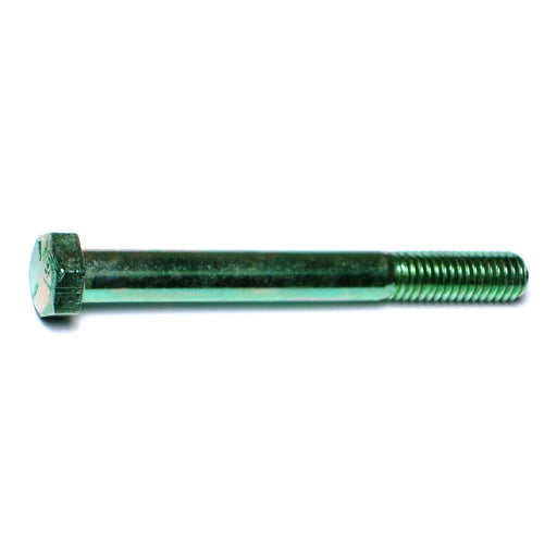 3/8"-16 x 3-1/2" Green Rinsed Zinc Plated Grade 5 Steel Coarse Thread Hex Cap Screws