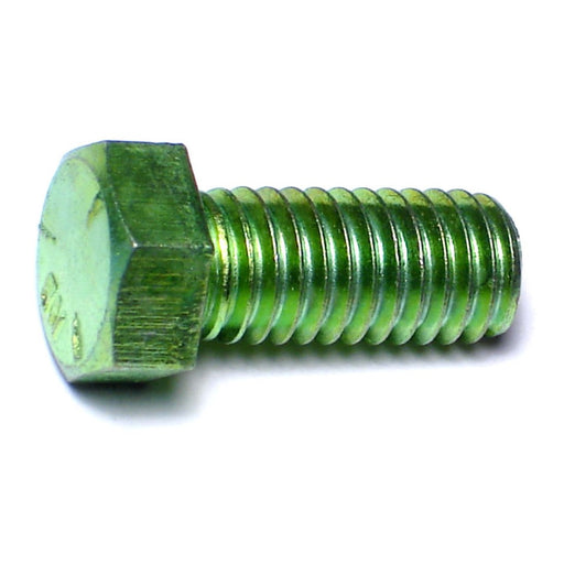 7/16"-14 x 1" Green Rinsed Zinc Plated Grade 5 Steel Coarse Thread Hex Cap Screws