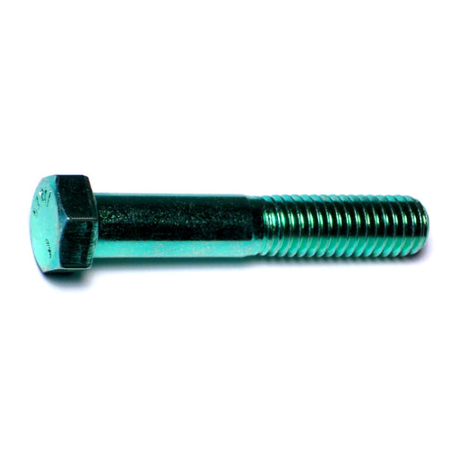 7/16"-14 x 2-1/2" Green Rinsed Zinc Plated Grade 5 Steel Coarse Thread Hex Cap Screws