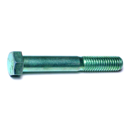 7/16"-14 x 3" Green Rinsed Zinc Plated Grade 5 Steel Coarse Thread Hex Cap Screws