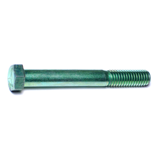 7/16"-14 x 3-1/2" Green Rinsed Zinc Plated Grade 5 Steel Coarse Thread Hex Cap Screws