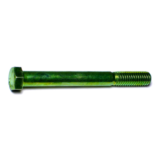 7/16"-14 x 4" Green Rinsed Zinc Plated Grade 5 Steel Coarse Thread Hex Cap Screws