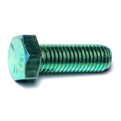 1/2"-13 x 1" Green Rinsed Zinc Plated Grade 5 Steel Coarse Thread Hex Cap Screws