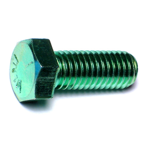 1/2"-13 x 1-1/4" Green Rinsed Zinc Plated Grade 5 Steel Coarse Thread Hex Cap Screws