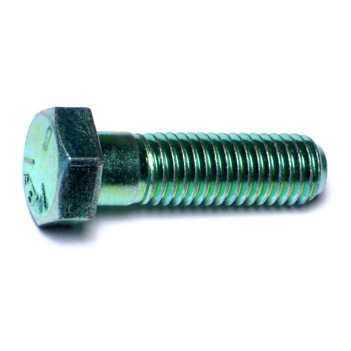1/2"-13 x 1-3/4" Green Rinsed Zinc Plated Grade 5 Steel Coarse Thread Hex Cap Screws