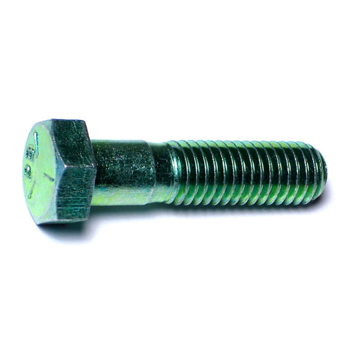 1/2"-13 x 2" Green Rinsed Zinc Plated Grade 5 Steel Coarse Thread Hex Cap Screws