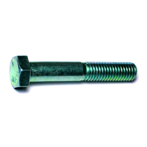 1/2"-13 x 3" Green Rinsed Zinc Plated Grade 5 Steel Coarse Thread Hex Cap Screws