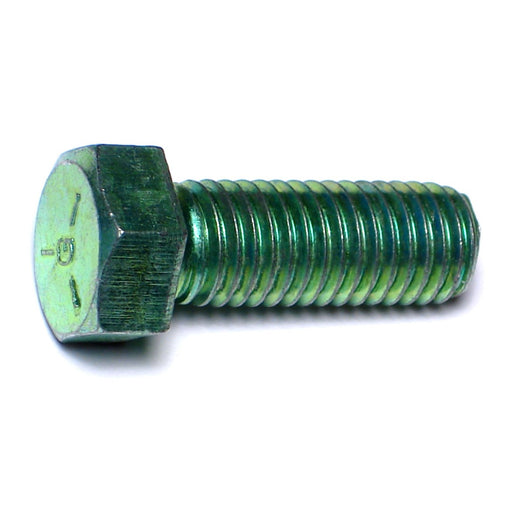 9/16"-12 x 1-1/2" Green Rinsed Zinc Plated Grade 5 Steel Coarse Thread Hex Cap Screws