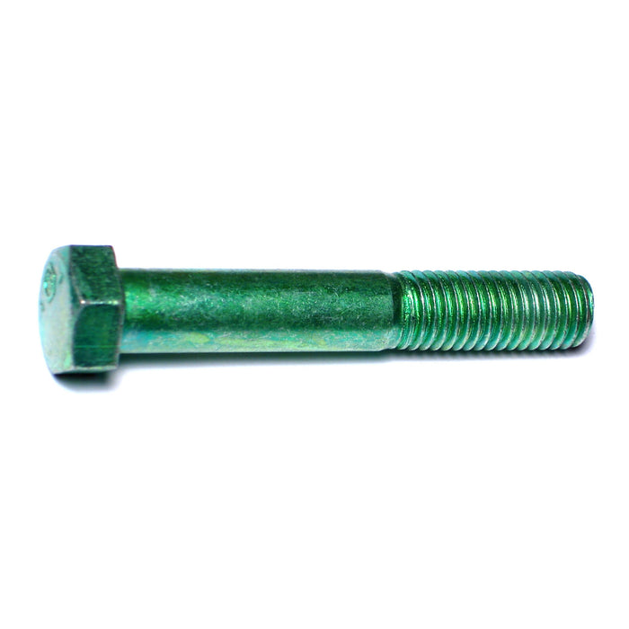 9/16"-12 x 3-1/2" Green Rinsed Zinc Plated Grade 5 Steel Coarse Thread Hex Cap Screws
