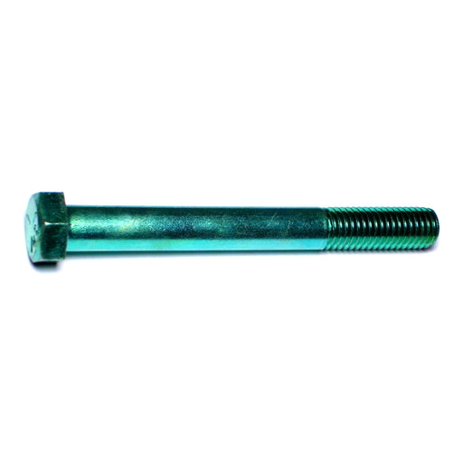 9/16"-12 x 5" Green Rinsed Zinc Plated Grade 5 Steel Coarse Thread Hex Cap Screws