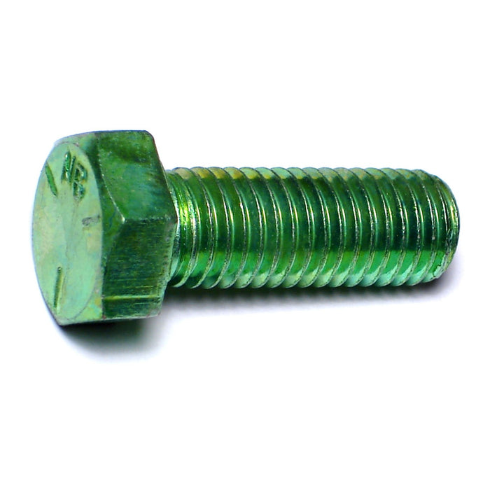 5/8"-11 x 1-3/4" Green Rinsed Zinc Plated Grade 5 Steel Coarse Thread Hex Cap Screws