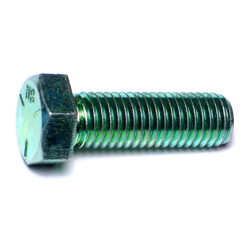 5/8"-11 x 2" Green Rinsed Zinc Plated Grade 5 Steel Coarse Thread Hex Cap Screws