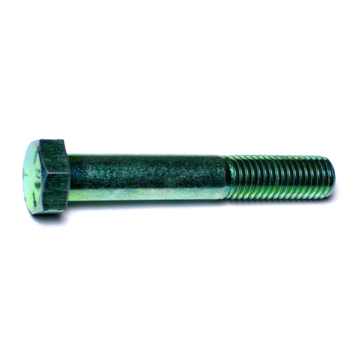 5/8"-11 x 4" Green Rinsed Zinc Plated Grade 5 Steel Coarse Thread Hex Cap Screws