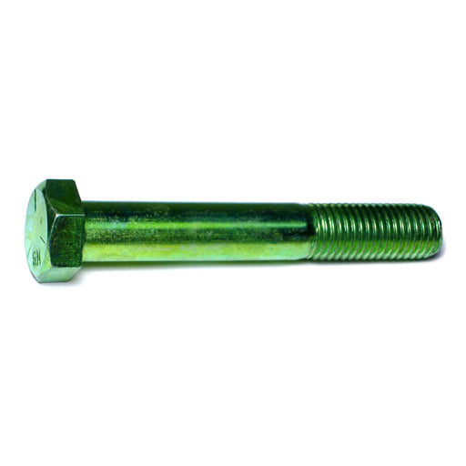 3/4"-10 x 5" Green Rinsed Zinc Plated Grade 5 Steel Coarse Thread Hex Cap Screws